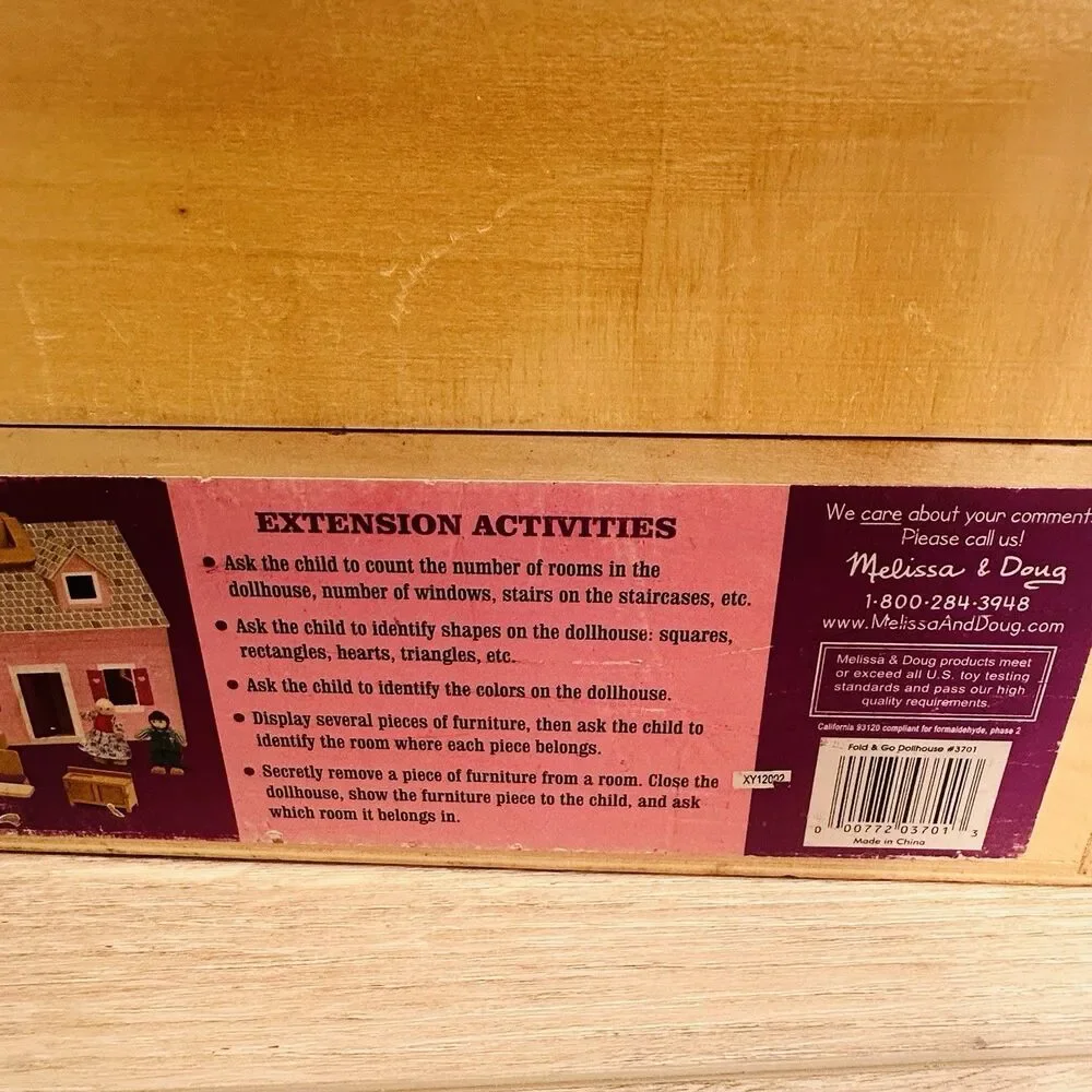 Melissa & Doug Fold Go Wooden Dollhouse Furniture Accessories Pink Wooden 3701